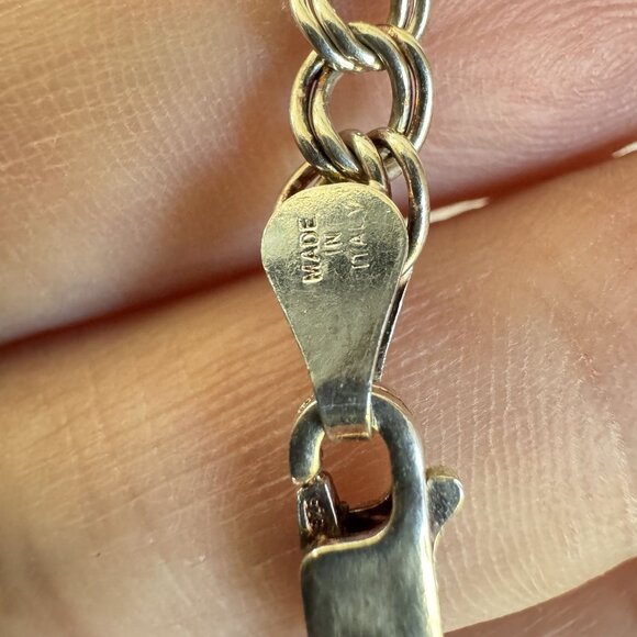 VTG Sterling Silver 925 Double Link Charm Bracelet Lobster Claw Clasp 8'' Length - Picture 5 of 9